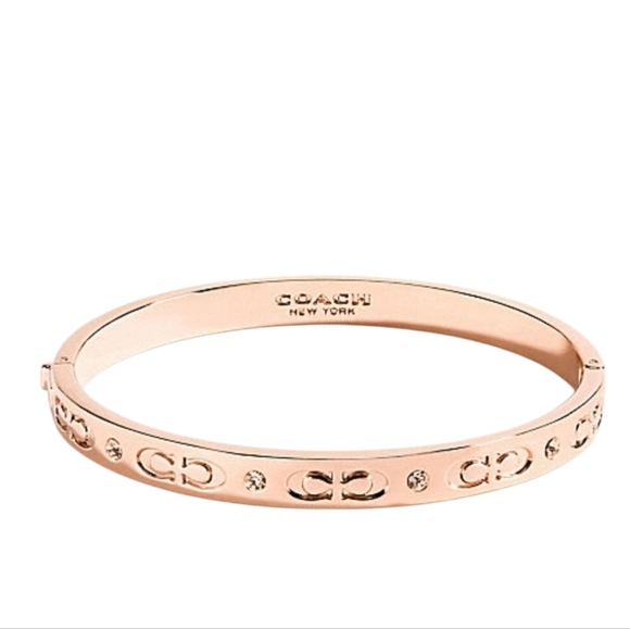COACH HINGED BANGLE BRACELET ROSE GOLD, SILVER, GOLD/PINK, /BLACK, OR /MAUVE - Picture 2 of 6
